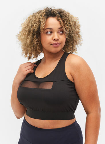 Mesh sports bra, Black, Model image number 0