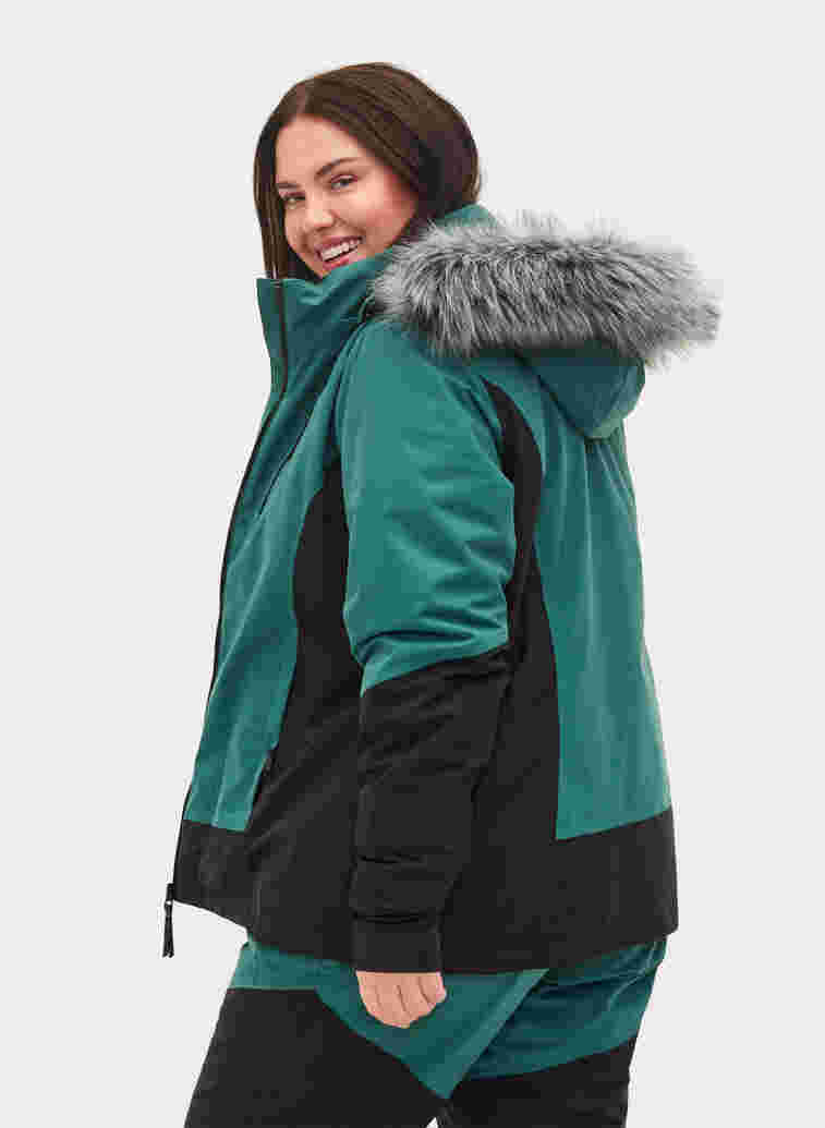 Ski jacket with detachable hood, Mallard Green Comb, Model image number 1