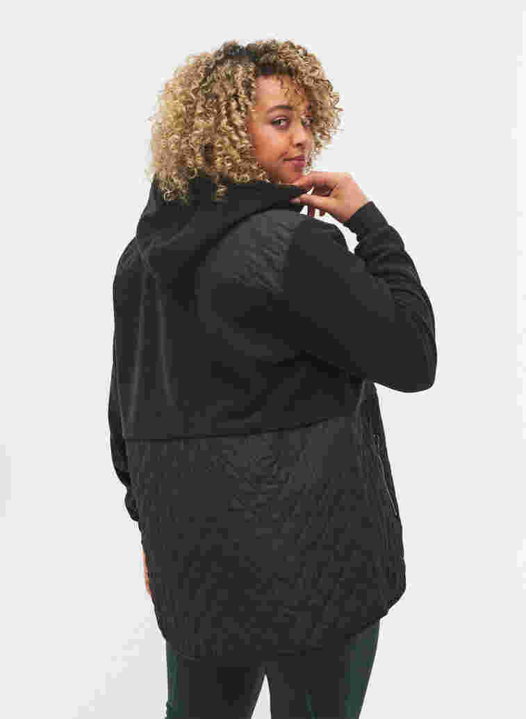 Sports jacket in teddy and quilted fabric, Black, Model
