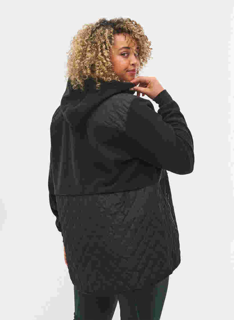 Sports jacket in teddy and quilted fabric, Black, Model image number 1