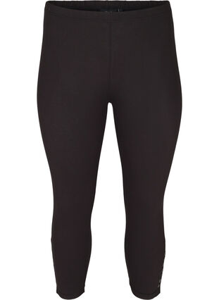 3/4-length leggings with buttons, Black, Packshot image number 0