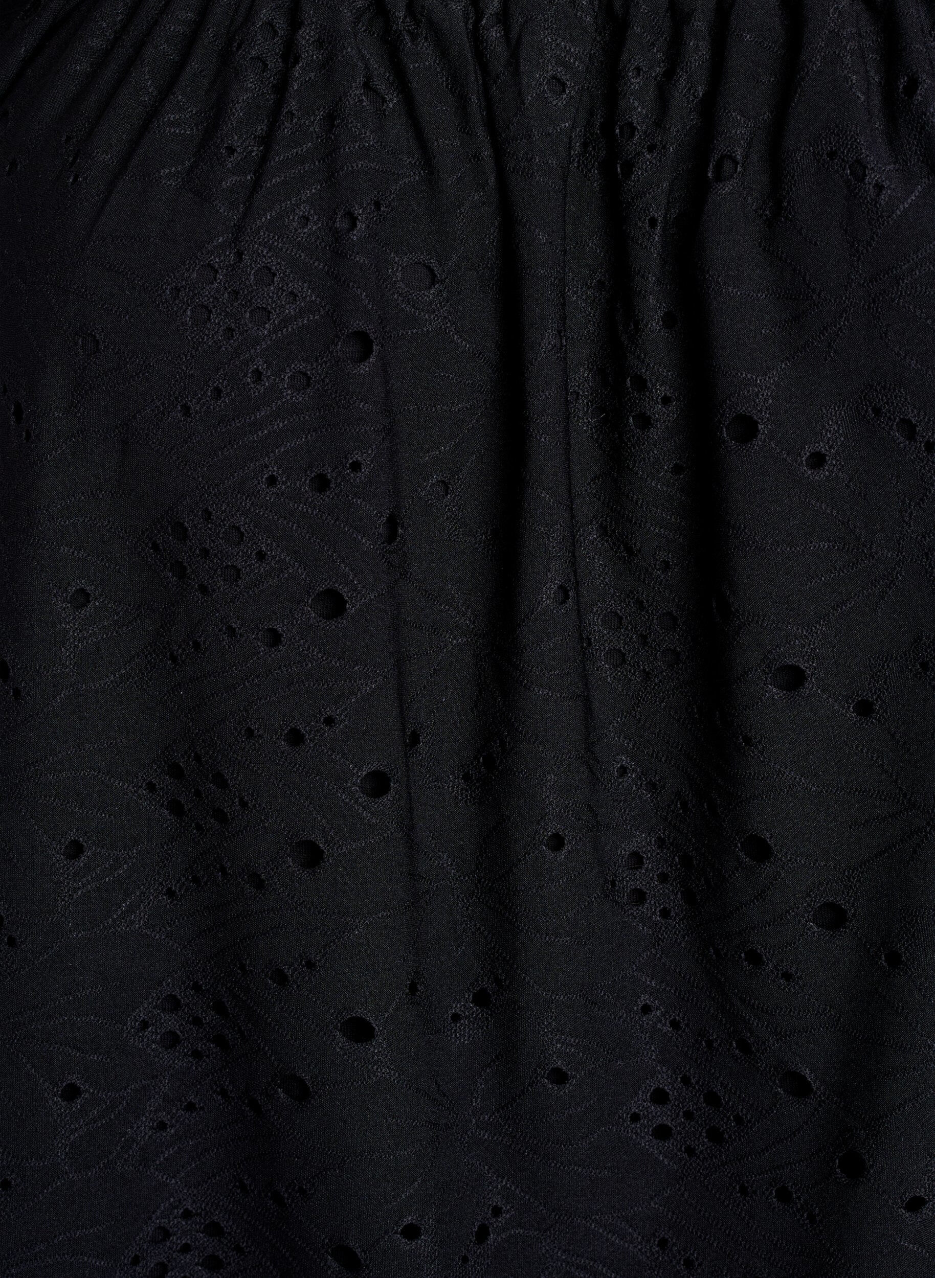 ZizzifashionBlouse with short puff sleeves and an openwork pattern, Black, Packshot image number 2