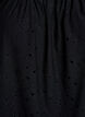 Blouse with short puff sleeves and an openwork pattern, Black, Packshot image number 2