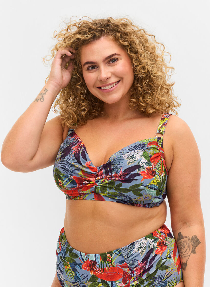 Printed bikini top with underwire, Citadel AOP, Model image number 0