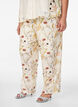 High-waisted viscose trousers with floral print, Beige, Model image number 2