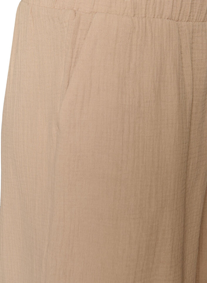 High-waisted cotton muslin shorts, Beige, Packshot image number 2
