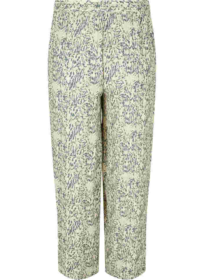 Loose viscose trousers with print, Balsam Green AOP, Packshot image number 1