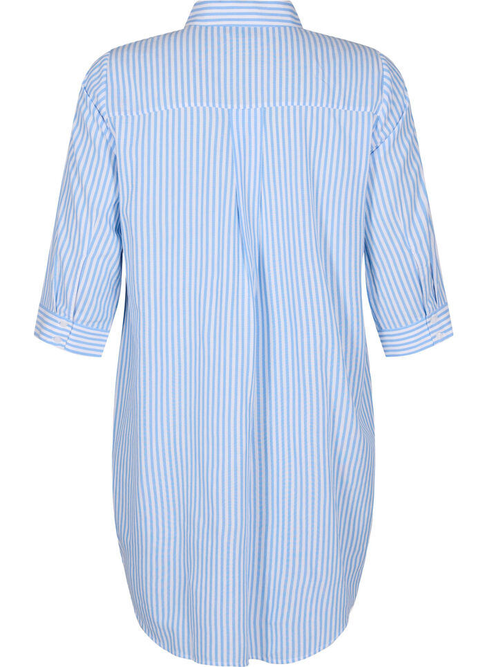 Long striped shirt with 3/4 sleeves, Light Blue, Packshot image number 1