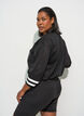 Sporty mesh top with text print, Black, Model image number 2