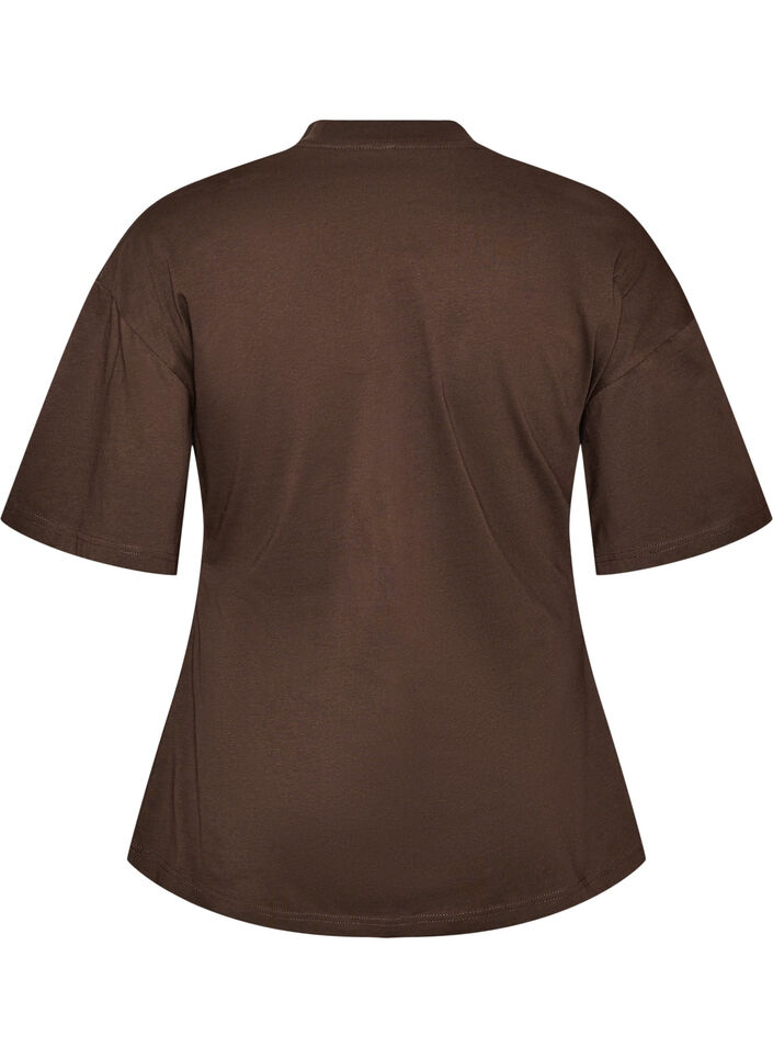 T-shirt with draped detail, Brown, Packshot image number 1