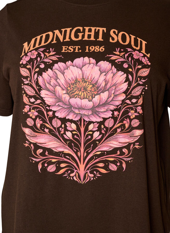 Organic cotton T-shirt with front print, Brown, Packshot image number 2