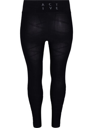 Seamless sport tights with structure pattern, Black, Packshot image number 1