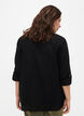 Shirt blouse with button closure in cotton-linen blend, Black, Model image number 1