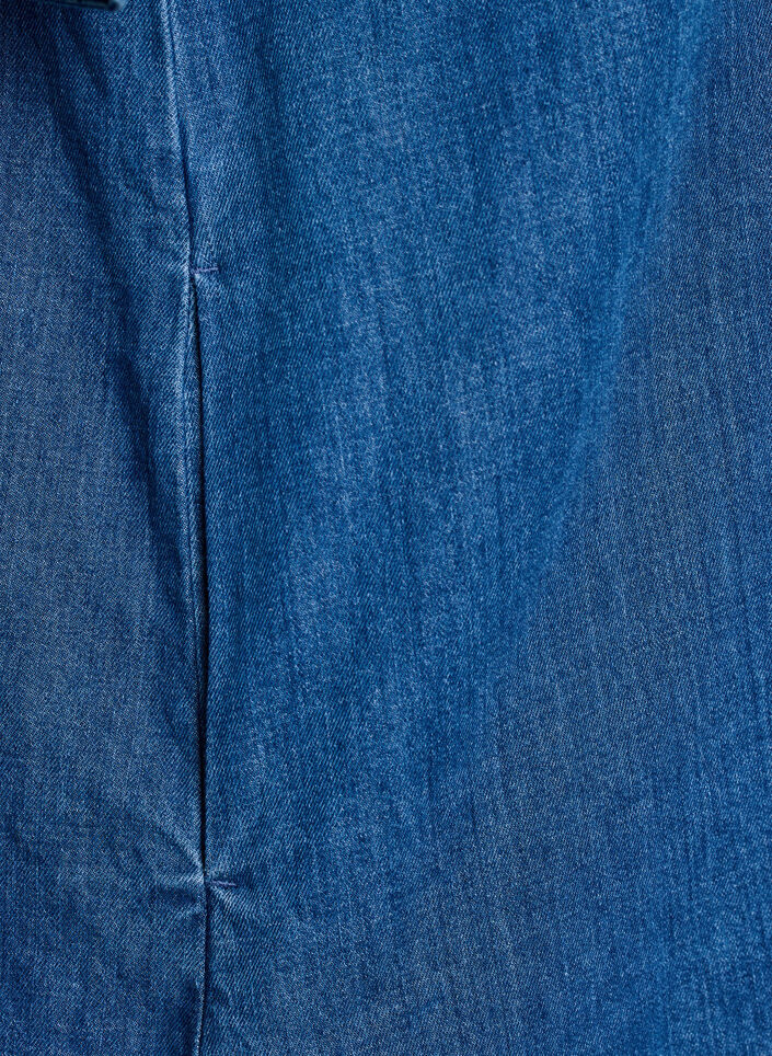 Denim dress with buttons and tie detail, Blue, Packshot image number 3
