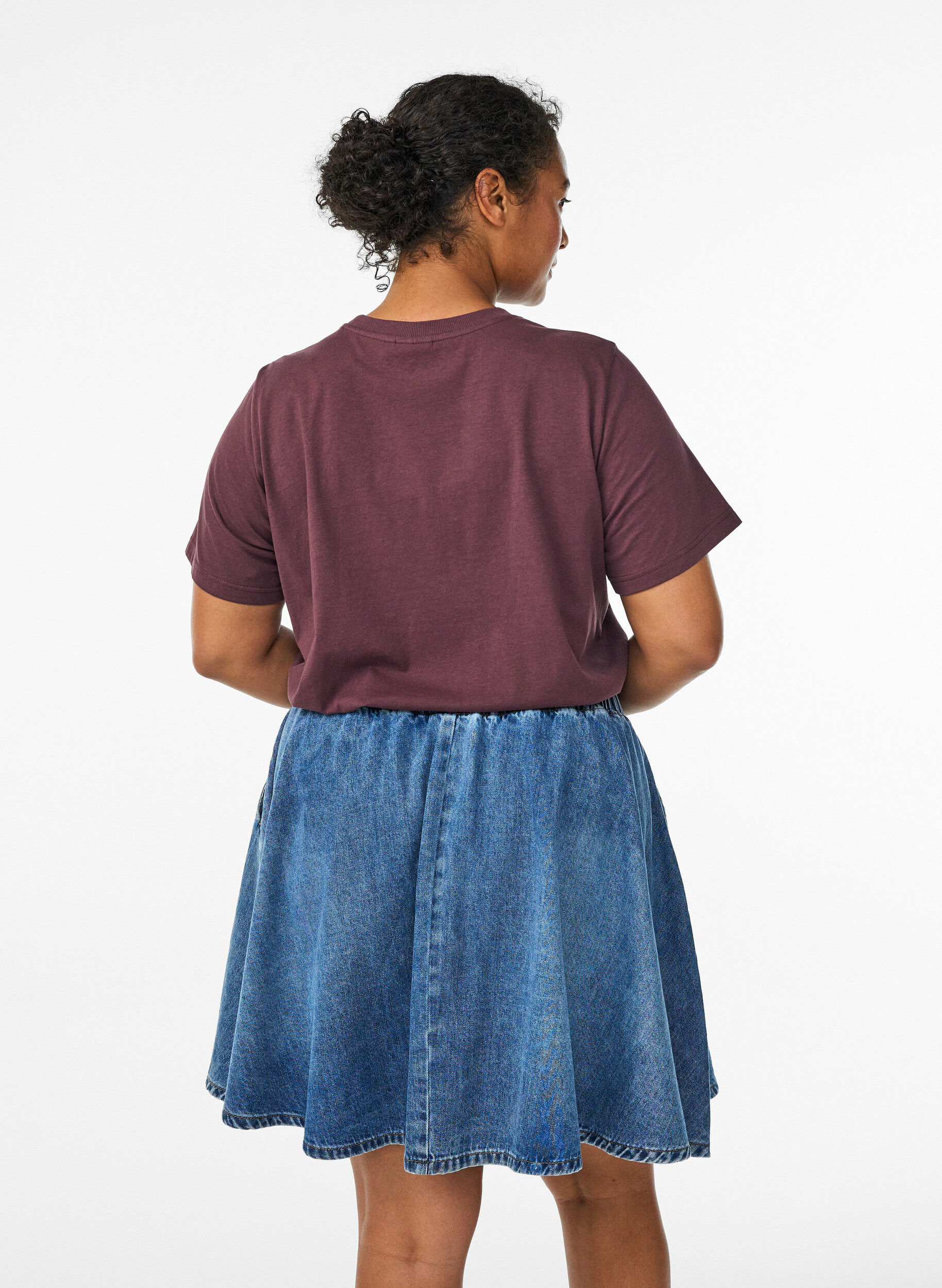 Zizzifashion Short denim skater skirt, Blue, Model image number 2
