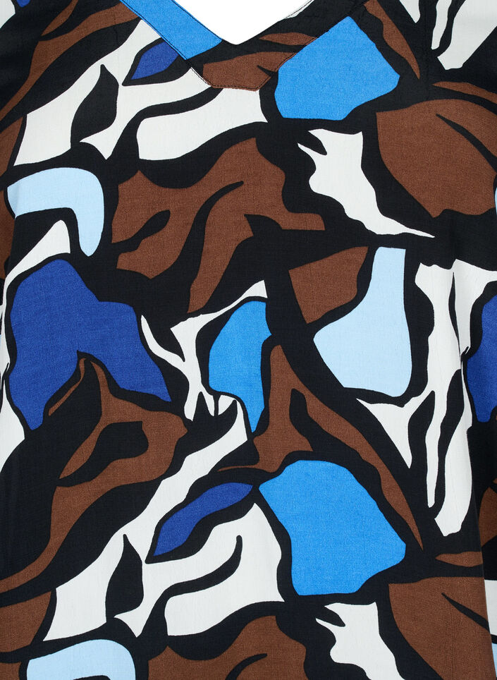 Viscose blouse with print and smock, Zafia AOP, Packshot image number 2