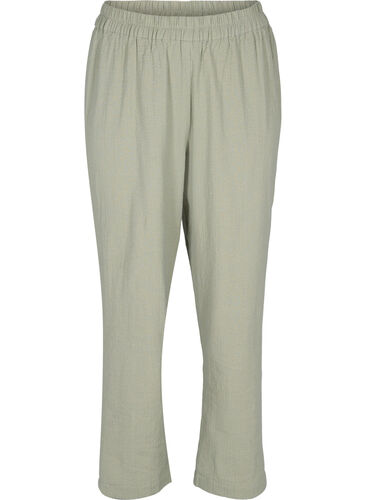 Cotton trousers with structure, Seagrass , Packshot image number 0