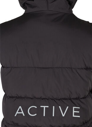 Quilted hooded vest with reflective print, Black, Packshot image number 3