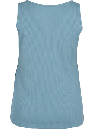 Top with a round neck in ribbed fabric, Goblin Blue, Packshot image number 1