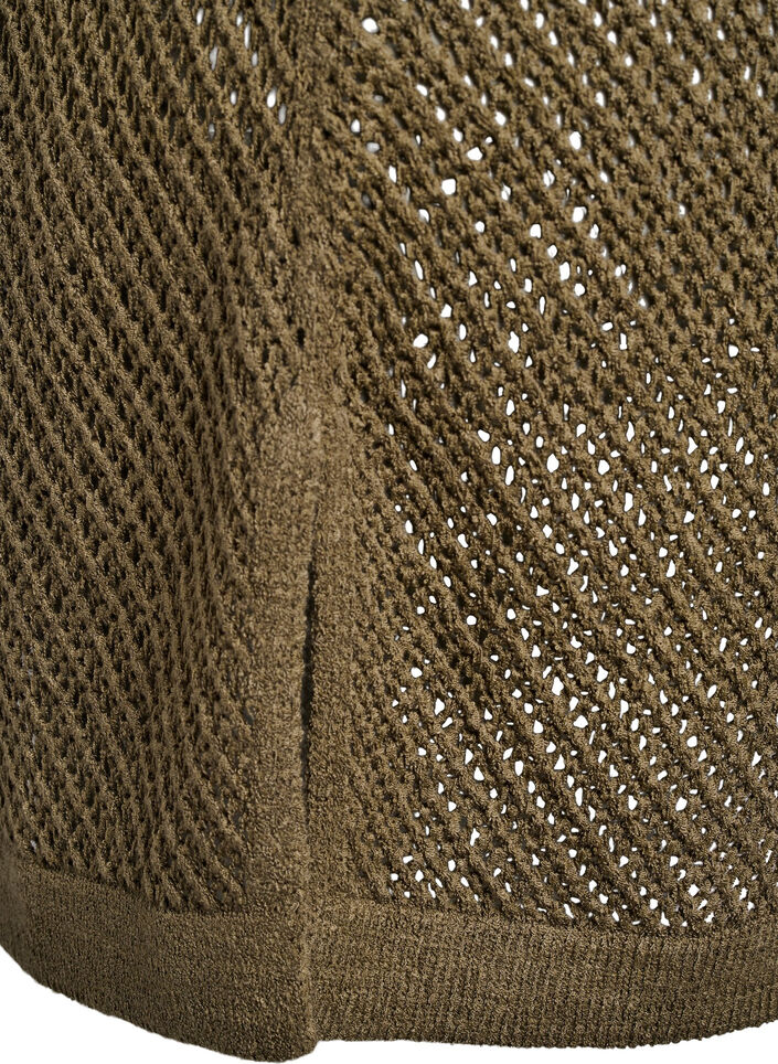 FLASH - Short-sleeved knitted blouse with v-neck, Green, Packshot image number 3