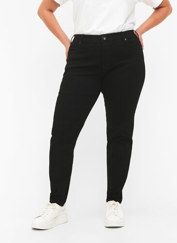 Slim fit Emily jeans with regular waist, Black, Model image number 2