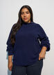 Ribbed jumper with puff sleeves and buttons, Blue, Model image number 0