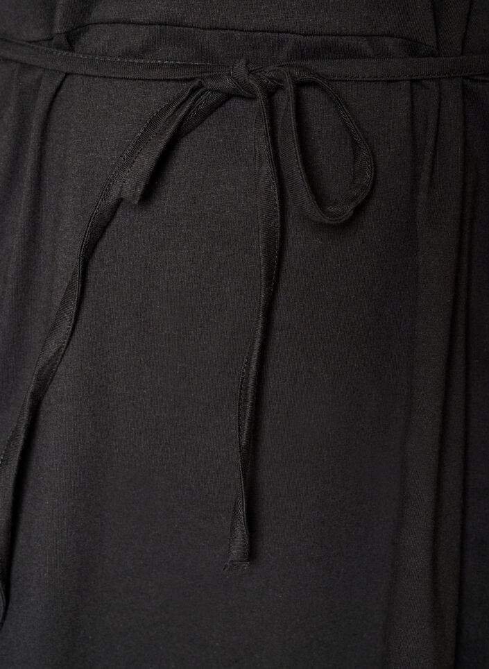 Cotton dress with broderie anglaise sleeves and a tie-waist, Green, Packshot image number 3
