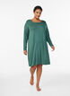 Long-sleeved nightgown with lace insert and V-neck, Green, Model image number 1