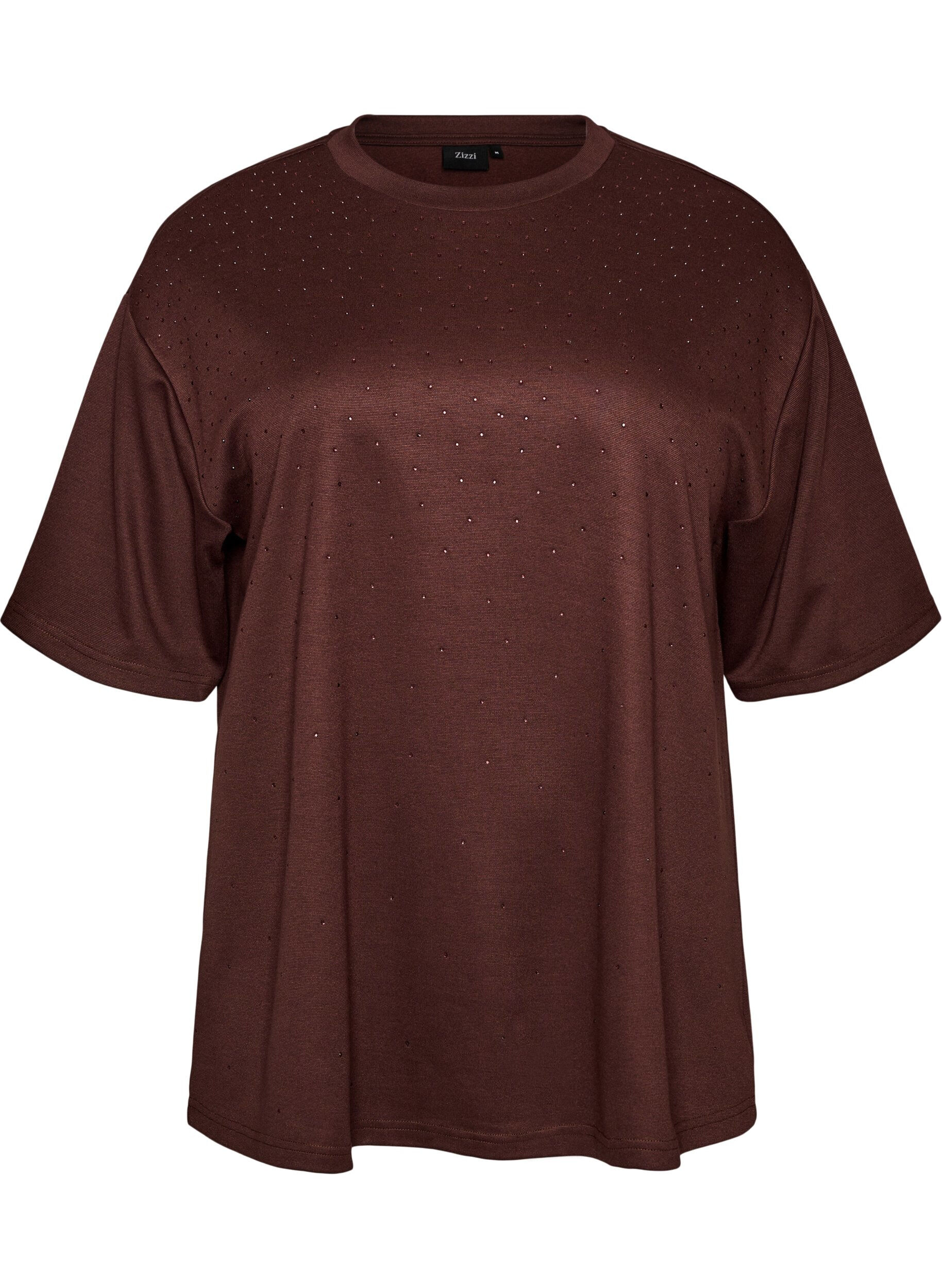 T-shirt with rhinestones and round neck