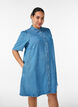 Denim dress in lyocell with buttons and short sleeves, Light Blue, Model image number 0
