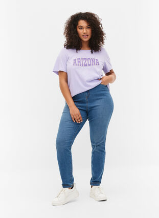Cotton t-shirt with print detail, Lavender ARIZONA, Model image number 2