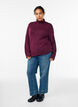 Knitted blouse with turtleneck and side buttons, Dark Bordeaux, Model image number 1