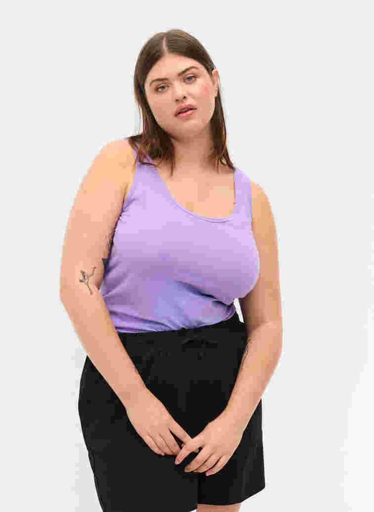 Cotton basic top, Paisley Purple, Model