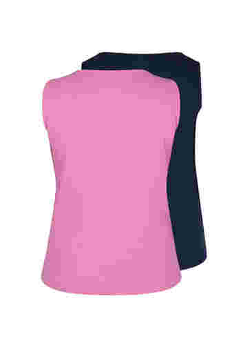 2-pack basic tank top with rib, Wild Orchid/Navy, Packshot image number 1