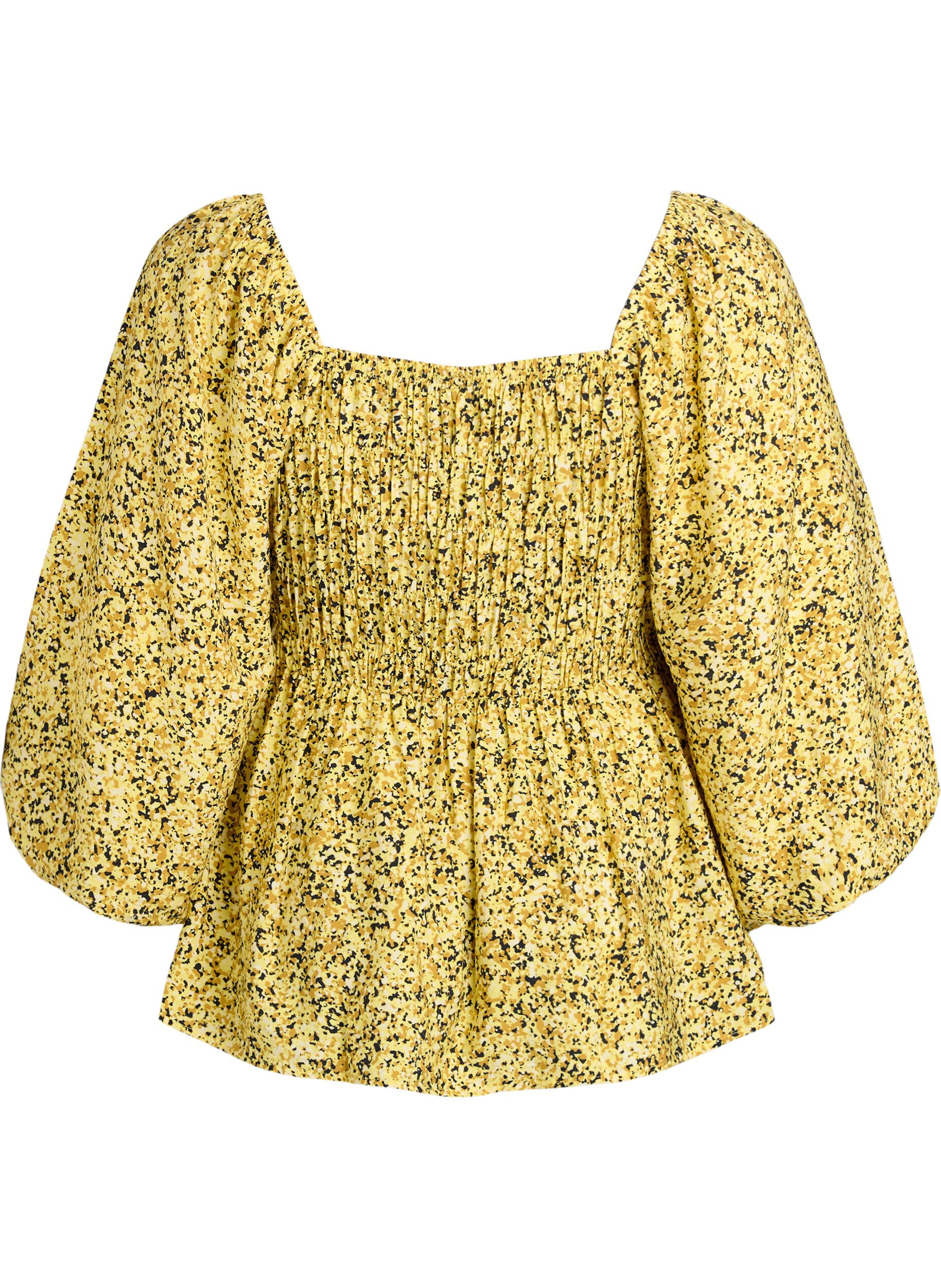 ZizzifashionBlouse with smock and square neckline, Yellow, Packshot image number 1
