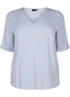 V-neck blouse in viscose with print, Light Blue, Packshot image number 0
