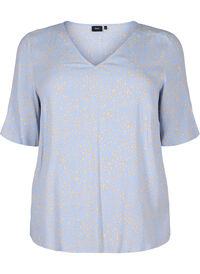 V-neck blouse in viscose with print