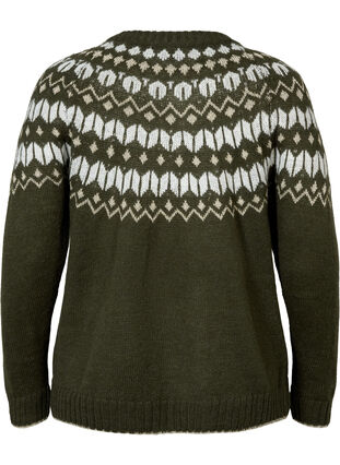 Patterned knit cardigan with wool, Forest Night Comb, Packshot image number 1
