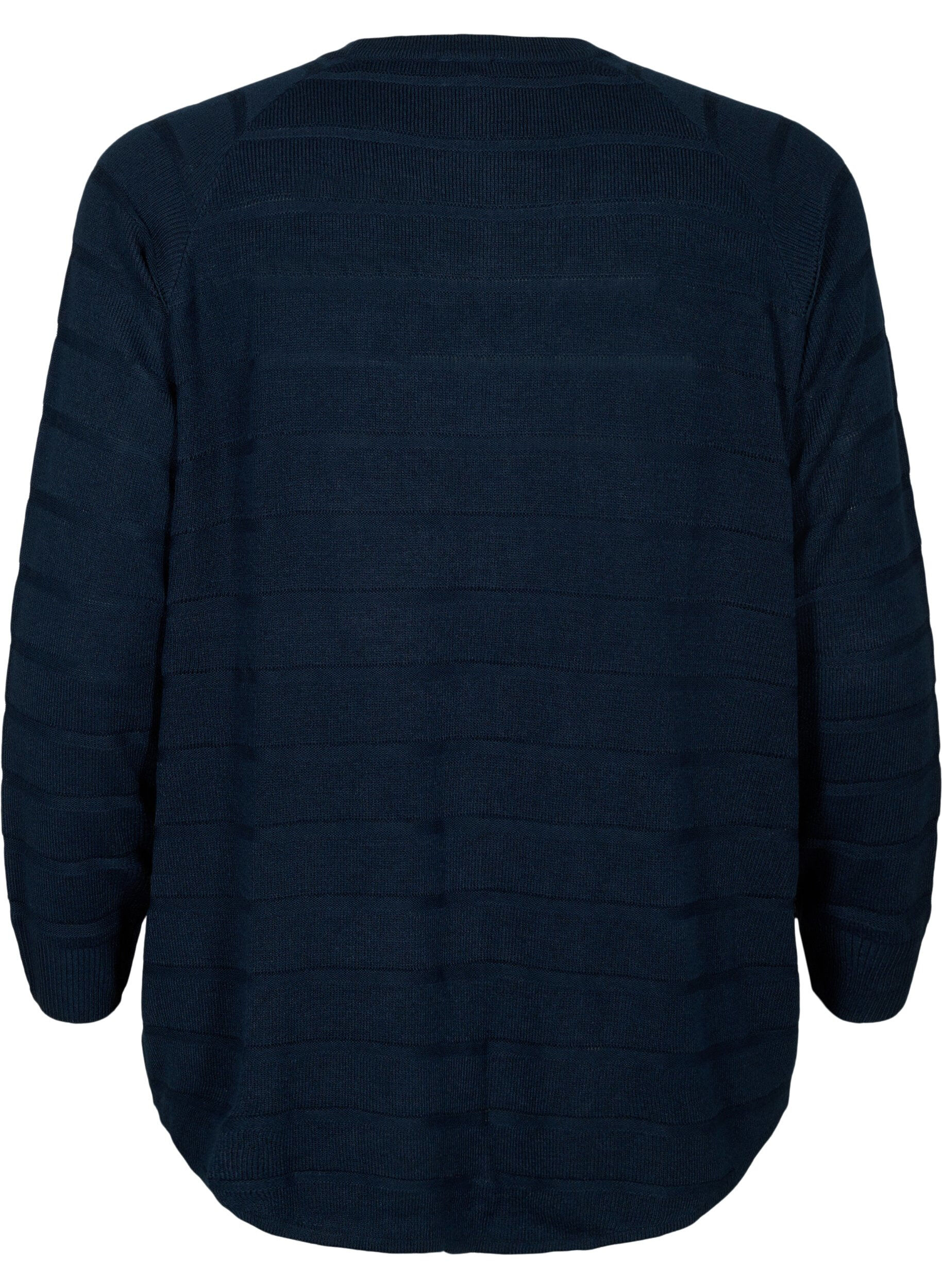 Zizzifashion Striped tone-on-tone cardigan, Navy Blazer, Packshot image number 1