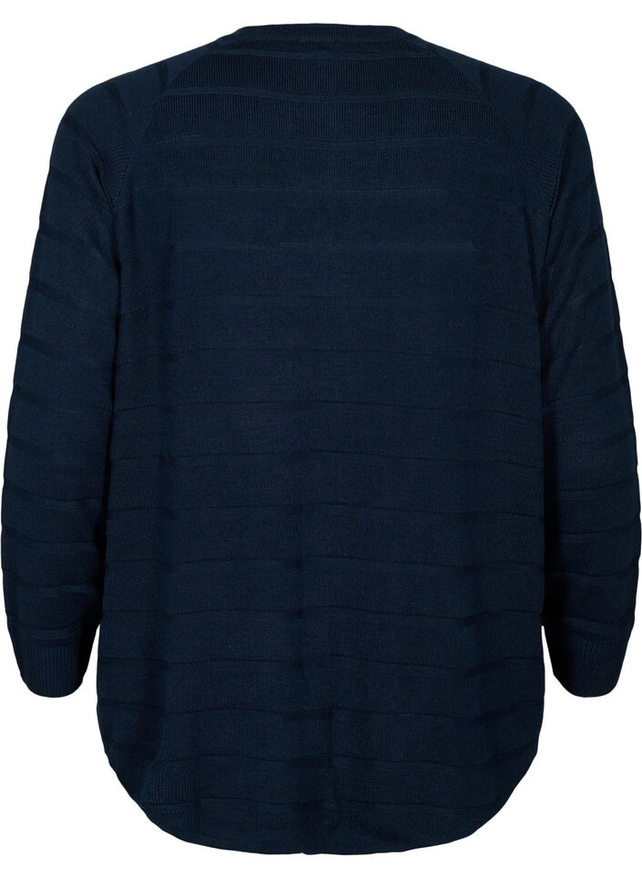 Striped tone-on-tone cardigan, Navy Blazer, Packshot image number 1