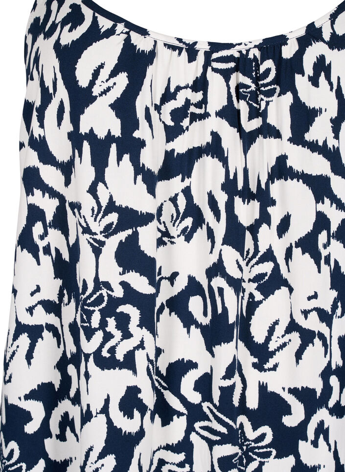 Viscose strap dress with print, Navy Bl. Ethnic AOP, Packshot image number 2