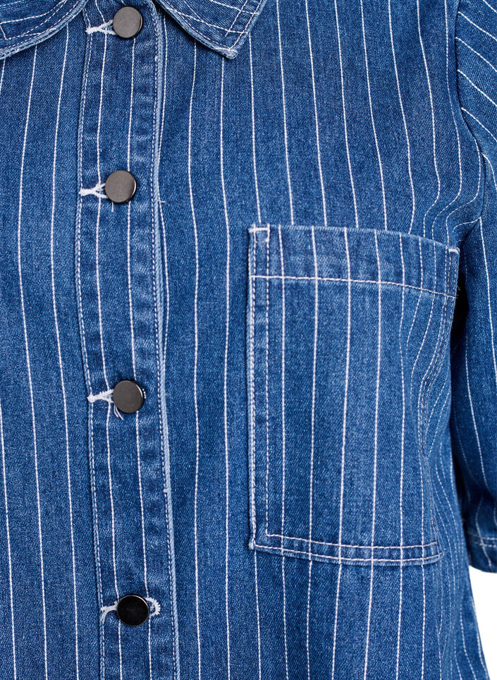 Short striped denim shirt, Blue, Packshot image number 2