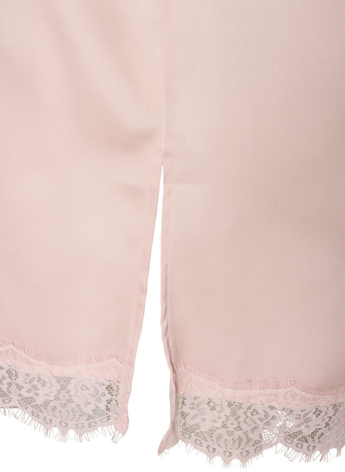 Long satin top with lace edges, Red, Packshot image number 3