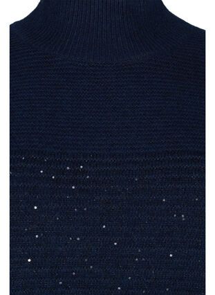 Knitted dress with high neck and sequins, Navy Blazer, Packshot image number 2