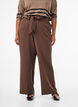 Loose trousers with high waist and tie belt, Brown, Model image number 3