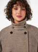 Long wool coat with a high collar and double-breasted design, Brown, Model image number 4