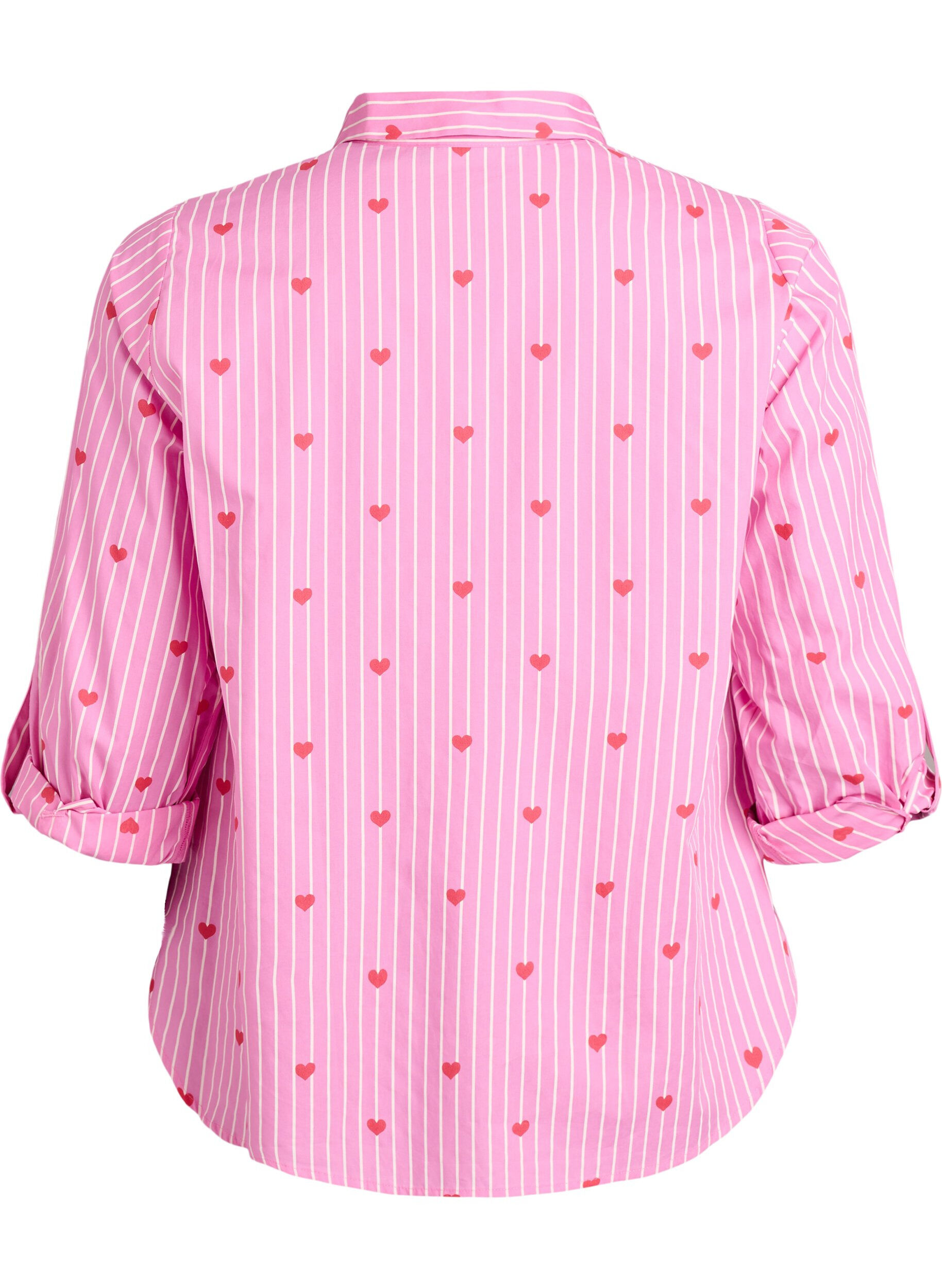 ZizzifashionShirt blouse with stripes and hearts, Pink, Packshot image number 1