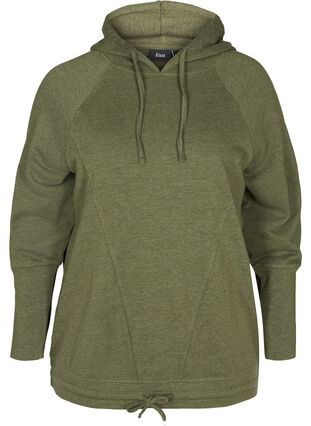 Sweatshirt with a drawstring hem, Rifle Green Mel., Packshot image number 0