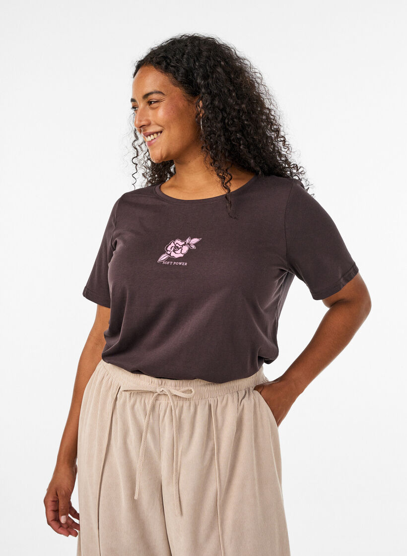 T-shirt with motif, Brown, Model image number 0