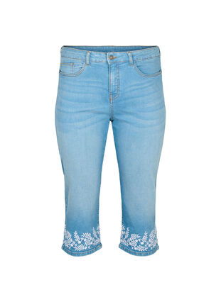 High-waisted Amy knickers with embroidery, Light blue denim, Packshot image number 0